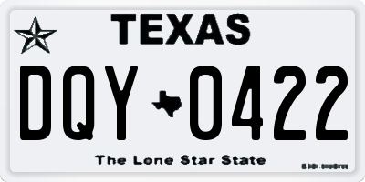 TX license plate DQY0422