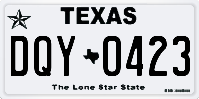 TX license plate DQY0423