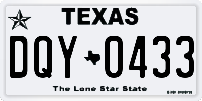 TX license plate DQY0433