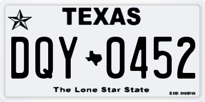 TX license plate DQY0452