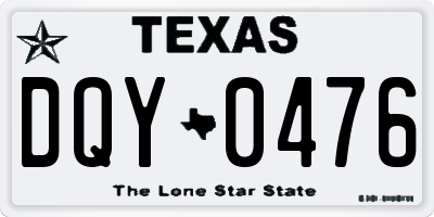 TX license plate DQY0476