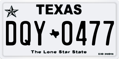TX license plate DQY0477