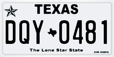 TX license plate DQY0481