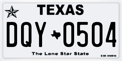 TX license plate DQY0504
