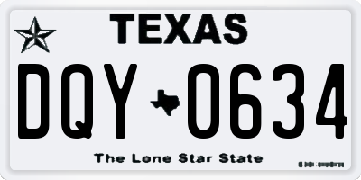 TX license plate DQY0634