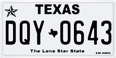TX license plate DQY0643