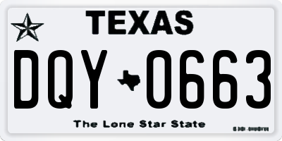 TX license plate DQY0663