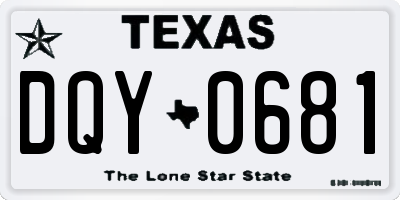 TX license plate DQY0681