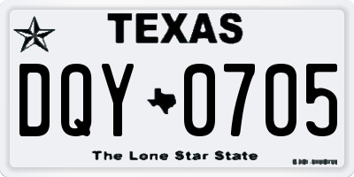 TX license plate DQY0705