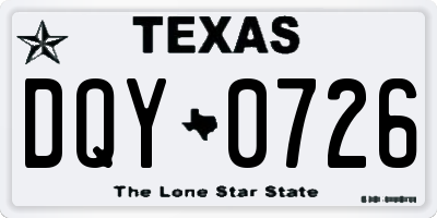 TX license plate DQY0726