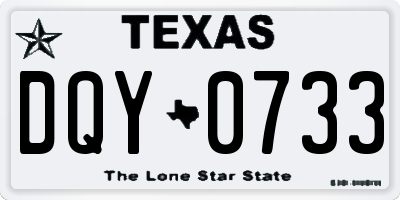TX license plate DQY0733