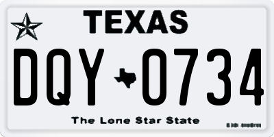 TX license plate DQY0734
