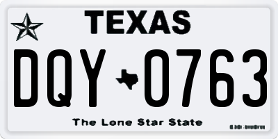 TX license plate DQY0763