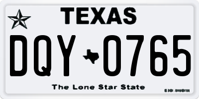TX license plate DQY0765
