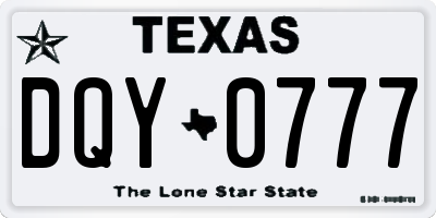 TX license plate DQY0777