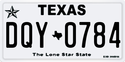 TX license plate DQY0784