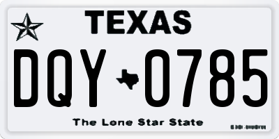 TX license plate DQY0785