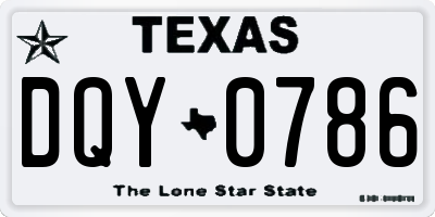 TX license plate DQY0786