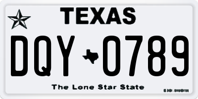 TX license plate DQY0789