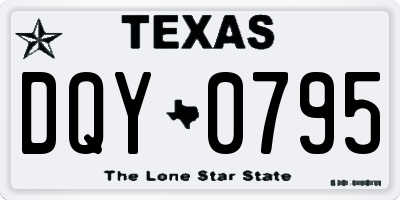 TX license plate DQY0795