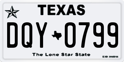 TX license plate DQY0799