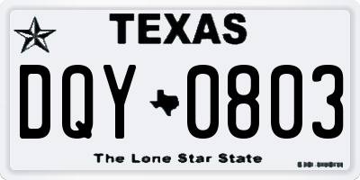TX license plate DQY0803