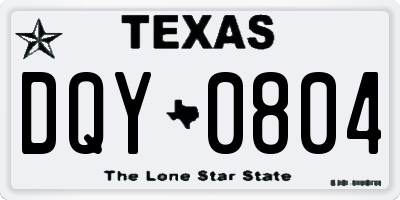 TX license plate DQY0804