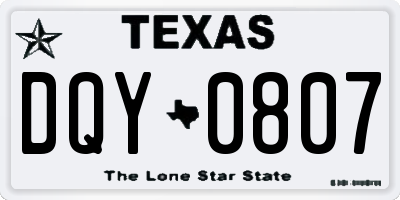 TX license plate DQY0807