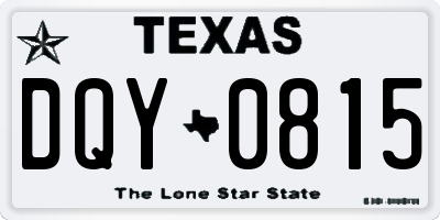 TX license plate DQY0815