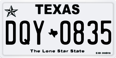 TX license plate DQY0835