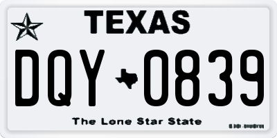 TX license plate DQY0839
