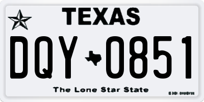 TX license plate DQY0851