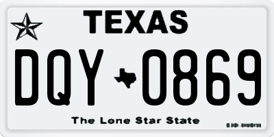 TX license plate DQY0869