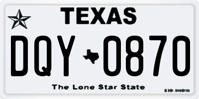 TX license plate DQY0870