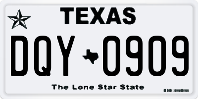 TX license plate DQY0909