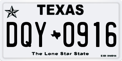 TX license plate DQY0916