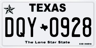 TX license plate DQY0928