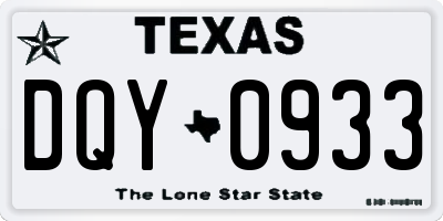TX license plate DQY0933