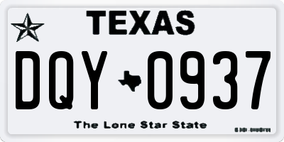 TX license plate DQY0937