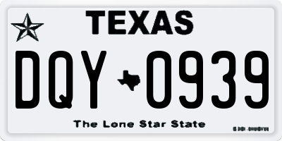 TX license plate DQY0939