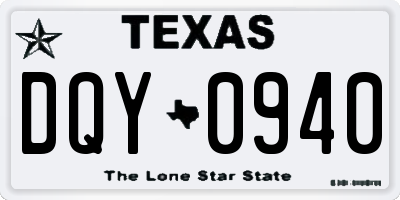 TX license plate DQY0940