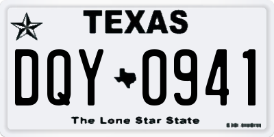 TX license plate DQY0941