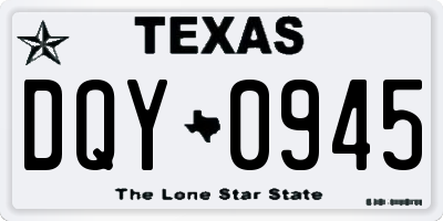 TX license plate DQY0945