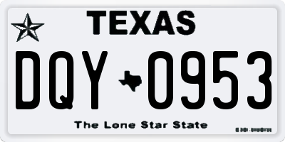 TX license plate DQY0953