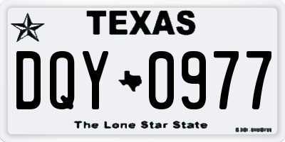 TX license plate DQY0977