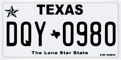 TX license plate DQY0980