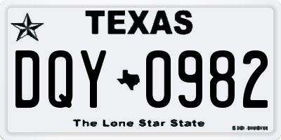 TX license plate DQY0982