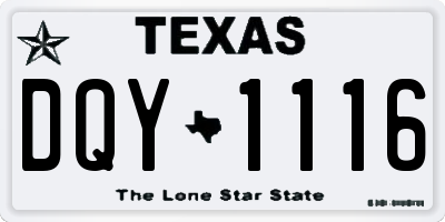 TX license plate DQY1116