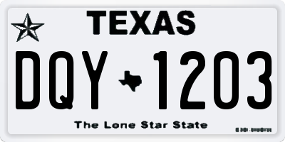 TX license plate DQY1203