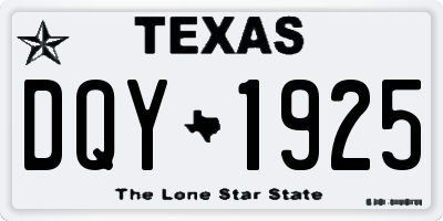 TX license plate DQY1925